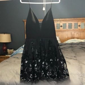 Black and silver fit and flare dress